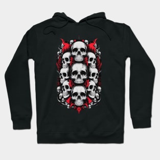 Gothic Symphony: A Skull and Red Flames Ensemble Hoodie